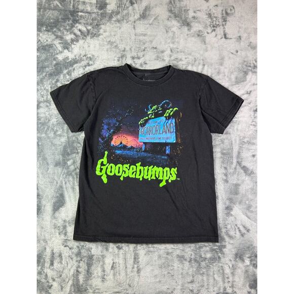Goosebumps Horrorland Graphic Tee Adult Size S Black‎ Neon Monster T-Shirt Retro - Picture 1 of 7